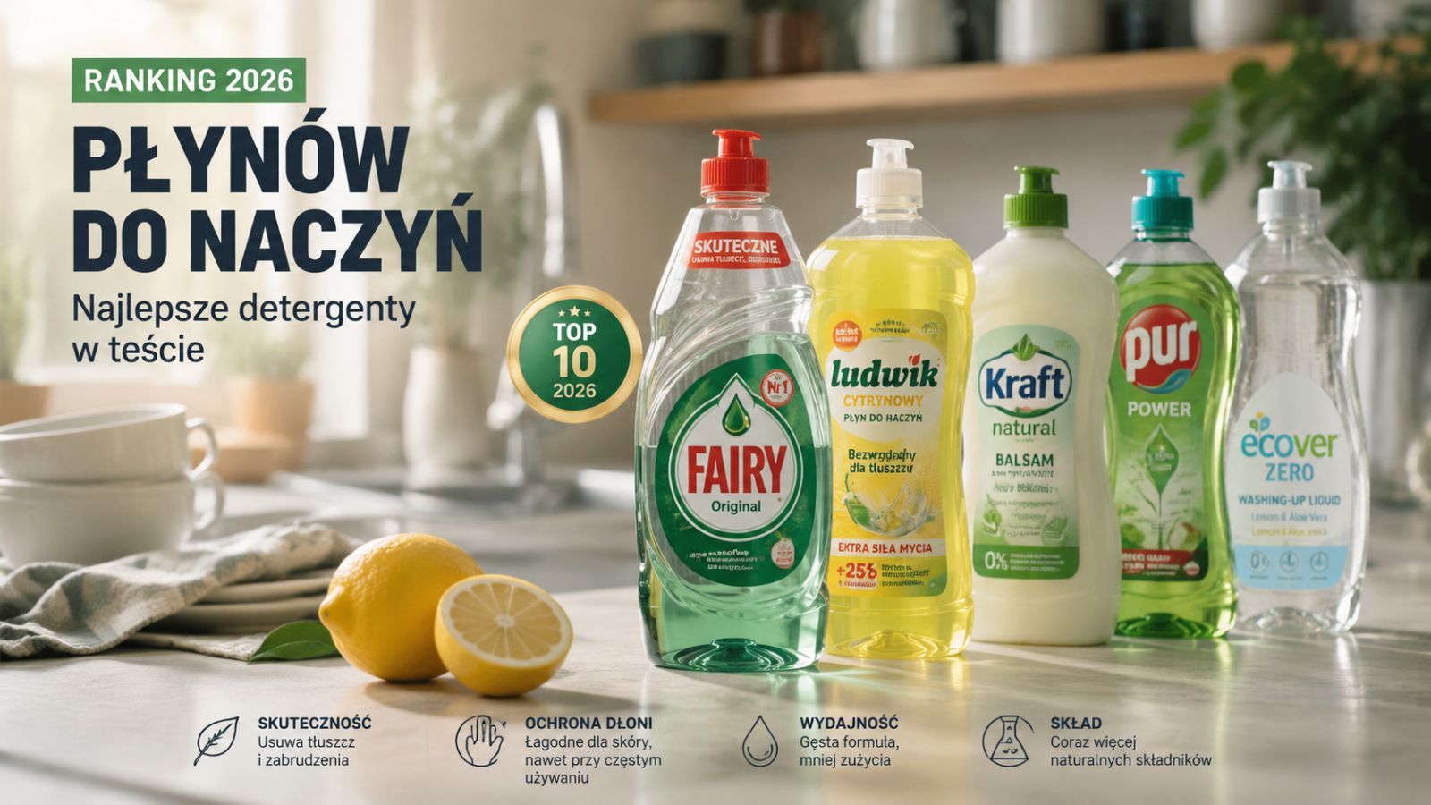 Ranking płynów do naczyń 2026 – najlepsze detergenty w teście